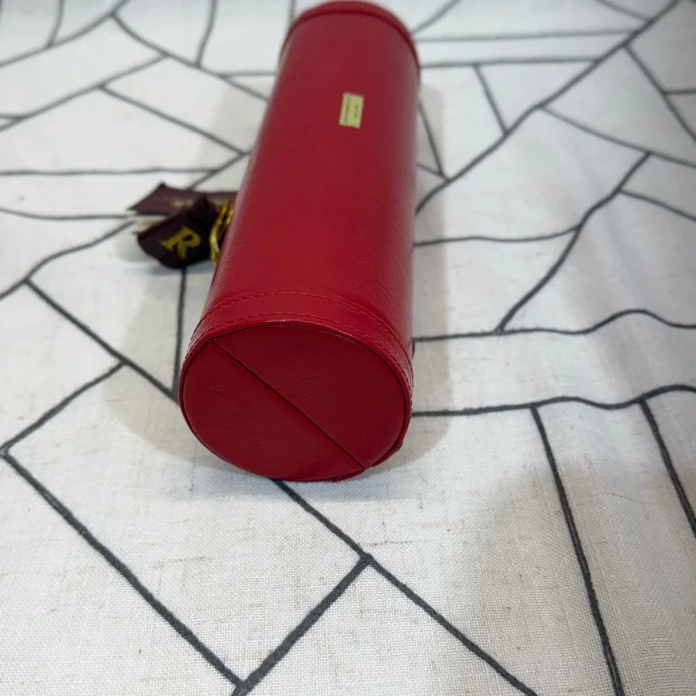 Rowallan Jewelry Roll OS Red Bonded Leather Travel Case Organizer Mirror READ